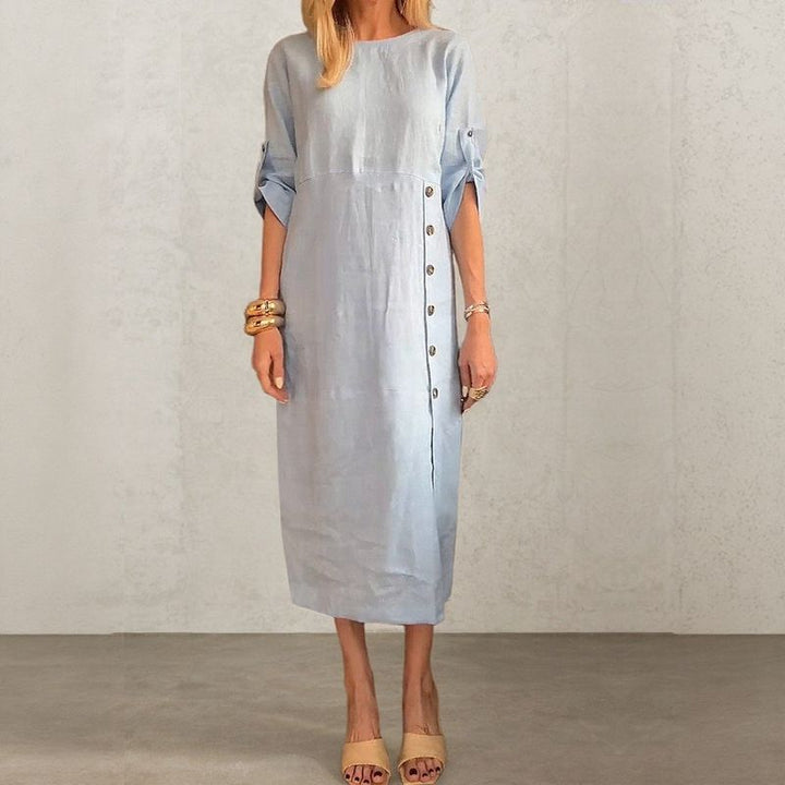 SAROMA - Cotton and Linen Midi Dress